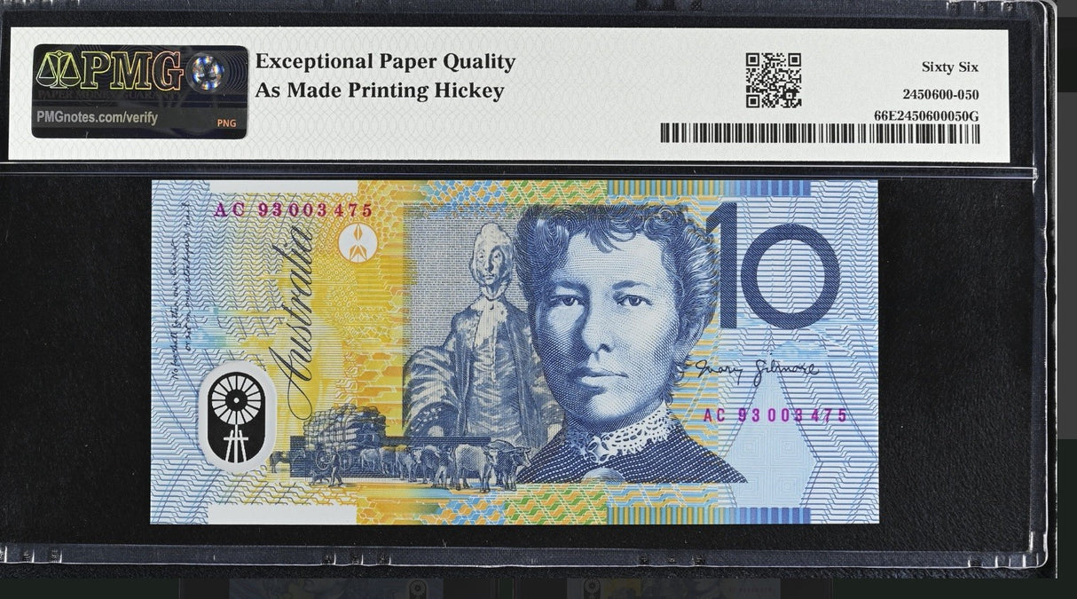 Australia 10 Dollars 1993 / 1994 Fraser Red S/N Commemorative Gem UNC PMG 66 EPQ