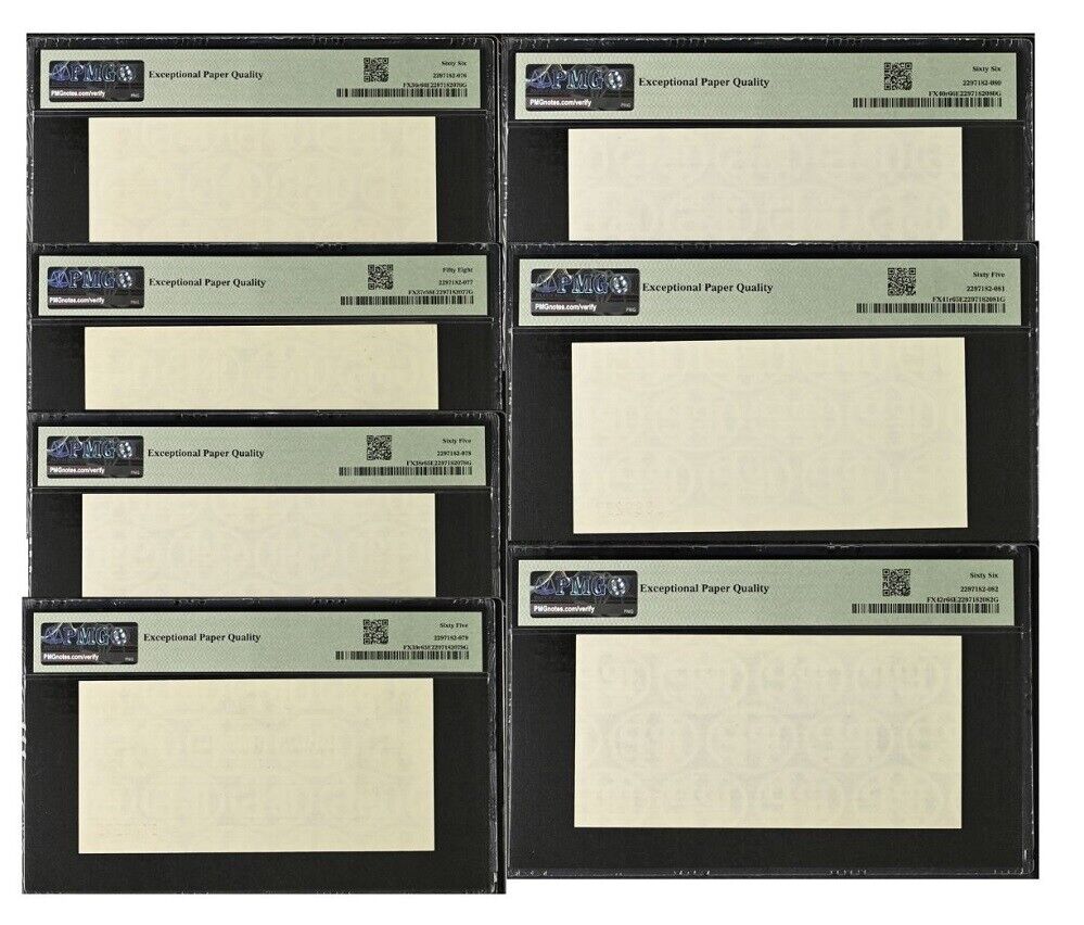 Bulgaria Set 7; 1-20 50 100 Leva 1986 P FX36 r - P FX42 r UNC PMG 58 65 66 EPQ