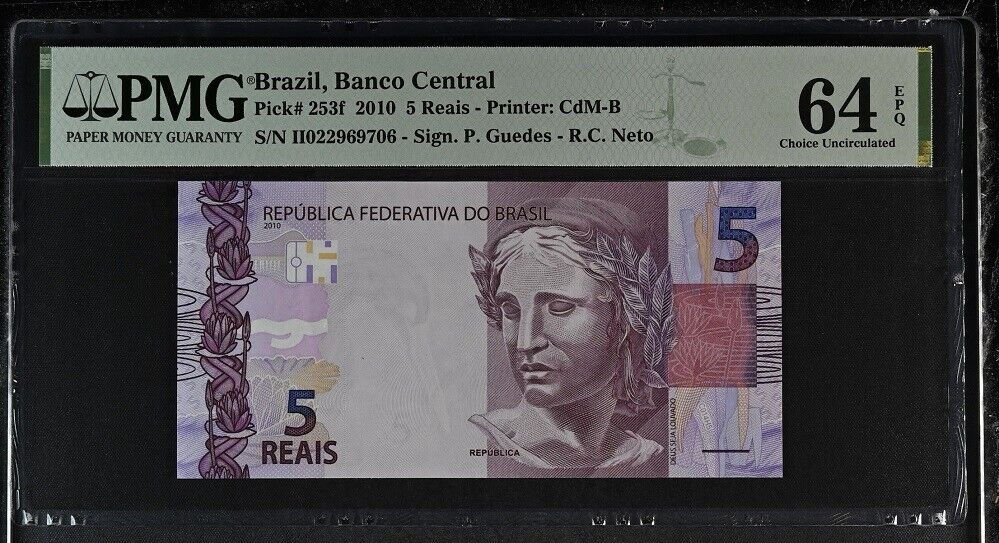 Brazil 5 Reais 2010 P 253 f Choice UNC PMG 64 EPQ