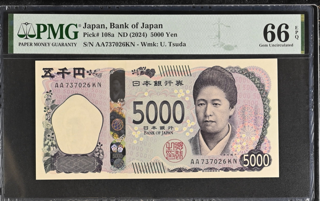 Japan 5000 Yen ND 2024 P 108 a Tsuda Gem UNC PMG 66 EPQ