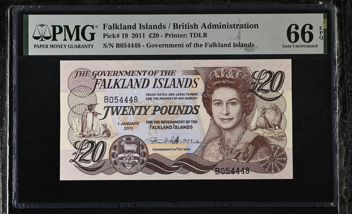 Falkland Islands 20 Pounds 2011 P 19 Gem UNC PMG 66 EPQ