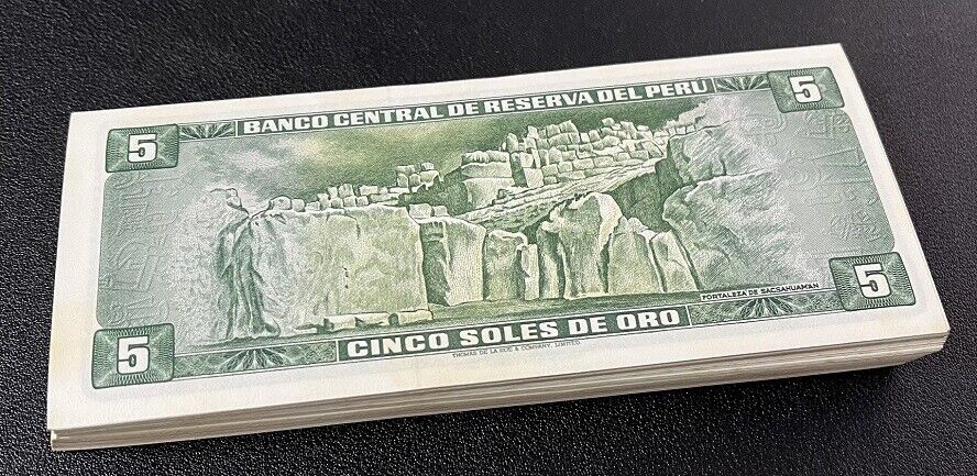 Peru 5 Soles 1974 P 99 Little Yellow Tone AUnc LOT 100 PCS