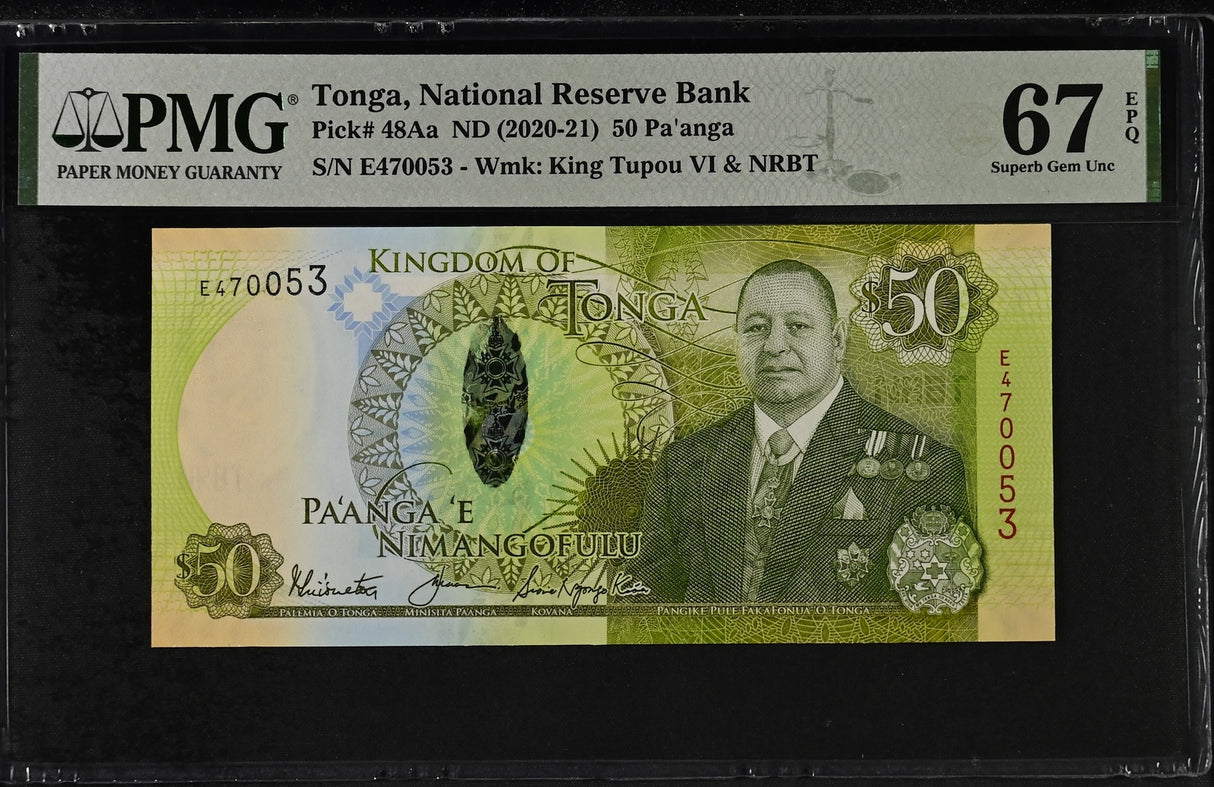 Tonga 50 Pa'anga ND 2020-2021 P 48Aa Superb Gem UNC PMG 67 EPQ