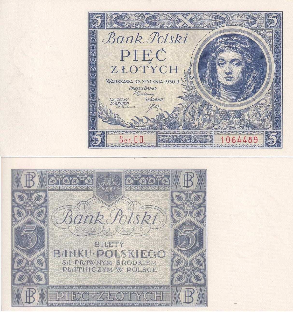 Poland 5 Zlotych 1930 P 72 UNC