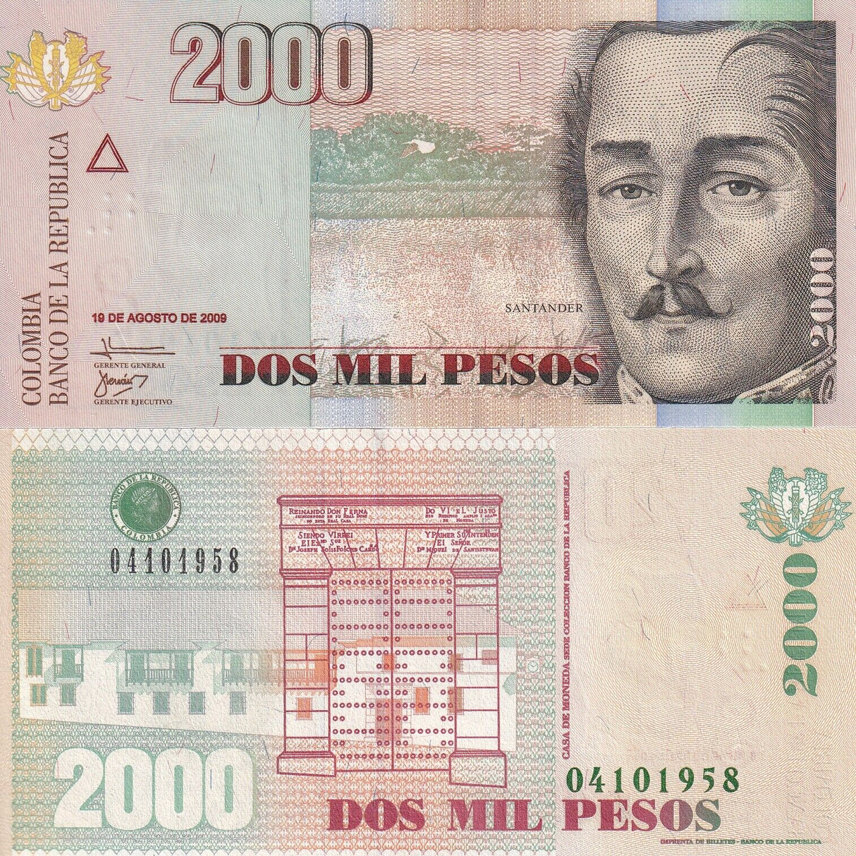COLOMBIA 2000 PESOS 2009 P 457 UNC