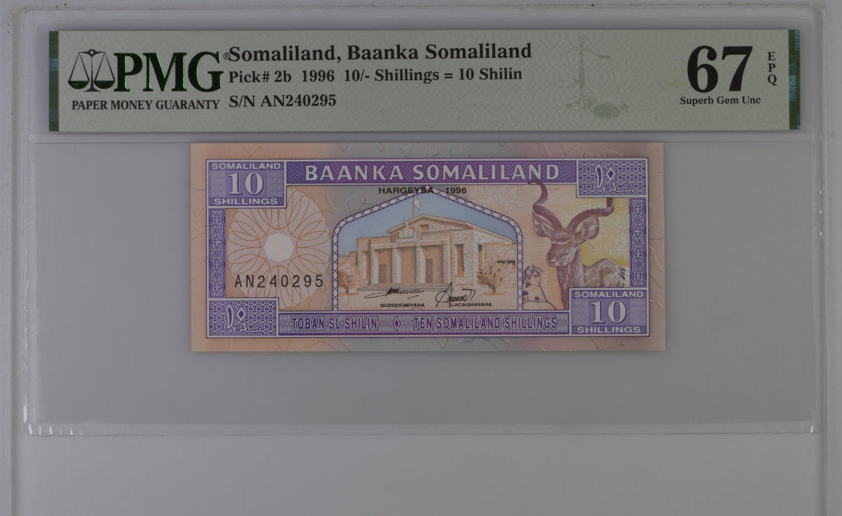 Somaliland 10 Shillings 1996 P 2 b Superb Gem PMG 67 EPQ