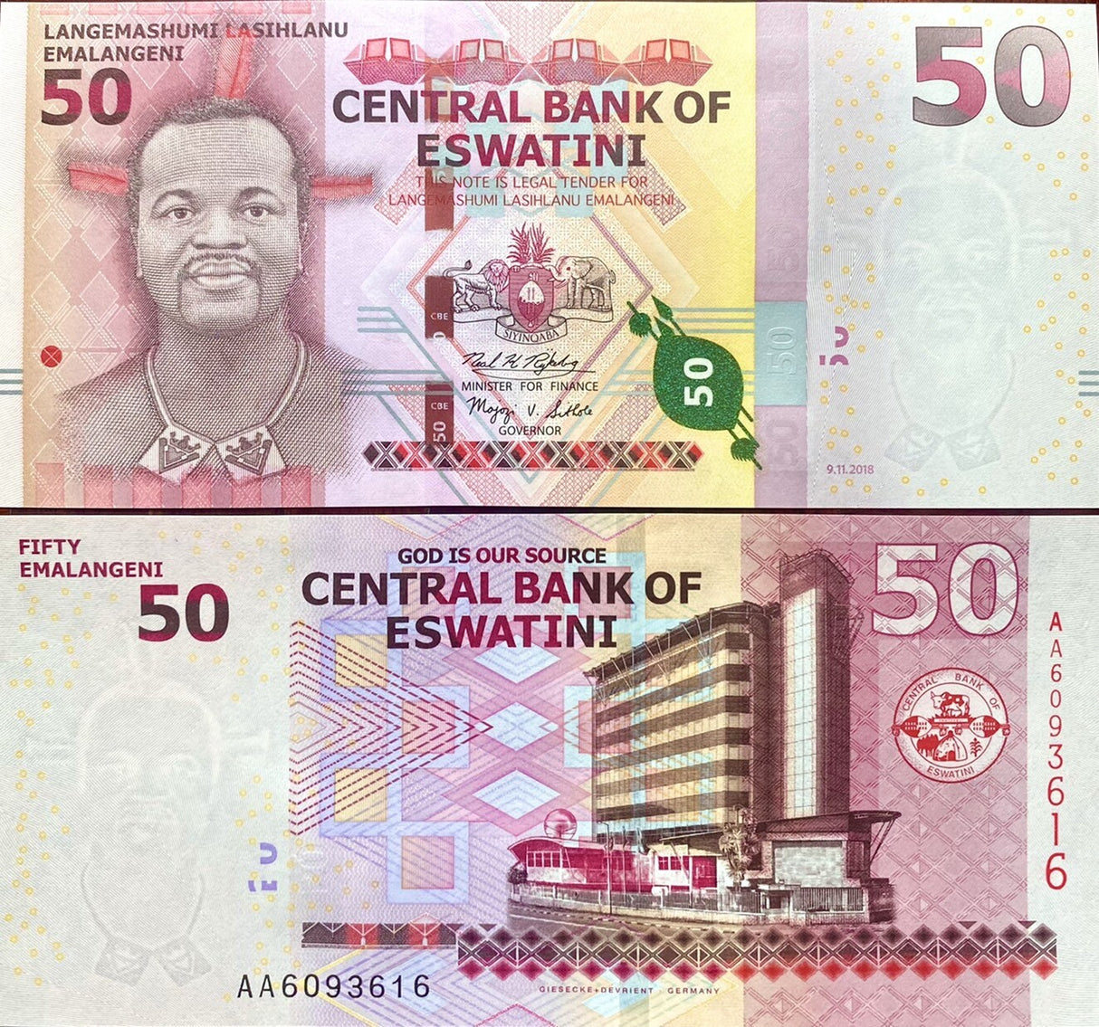 Eswatini Swaziland 50 Emalangeni 2018 P 43Aa Country Swaziland UNC
