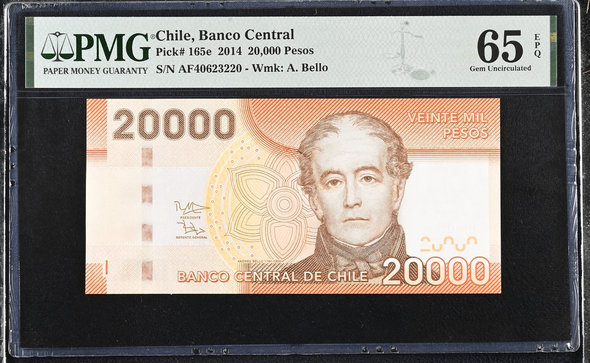 Chile 20000 Pesos 2014 P 165 e Gem UNC PMG 65 EPQ