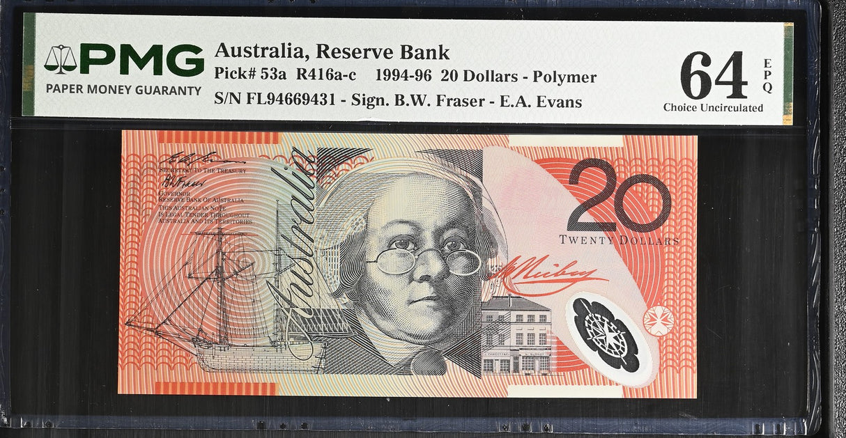 Australia 20 Dollars 1994-1996 P 53 a Commemorative Choice UNC PMG 64 EPQ