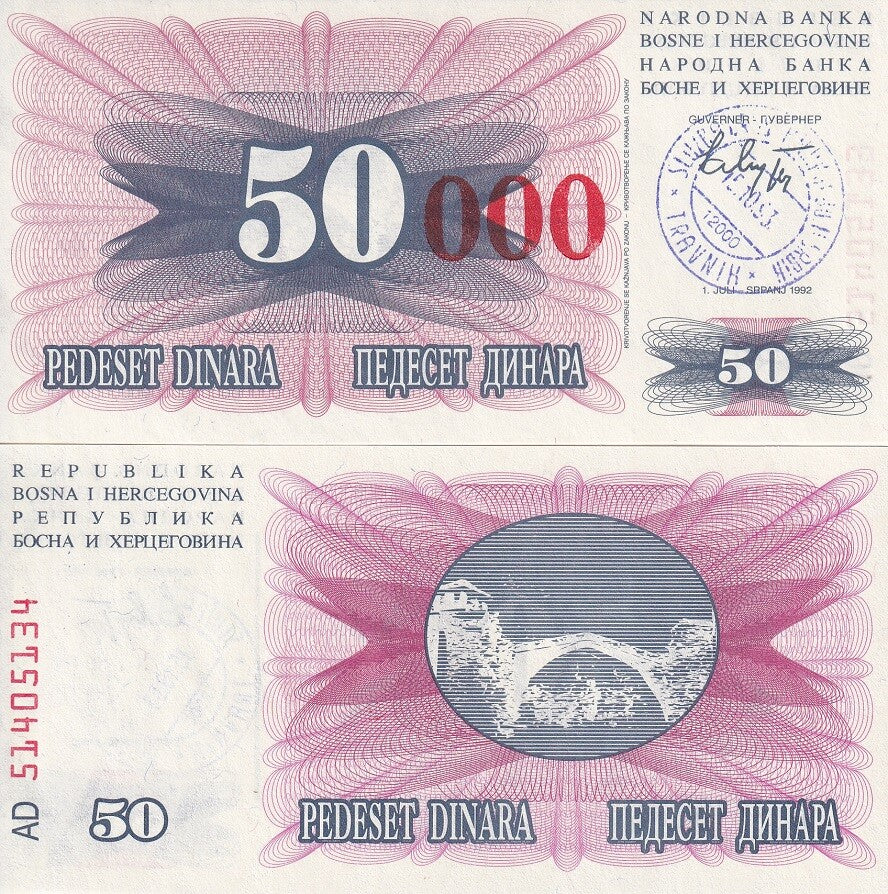 Bosnia 50000 Dinara 15.10.1993 P 55 b UNC