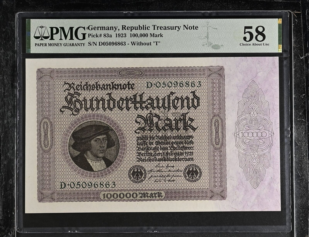 Germany 100000 Mark 1923 P 83 a Choice About UNC PMG 58