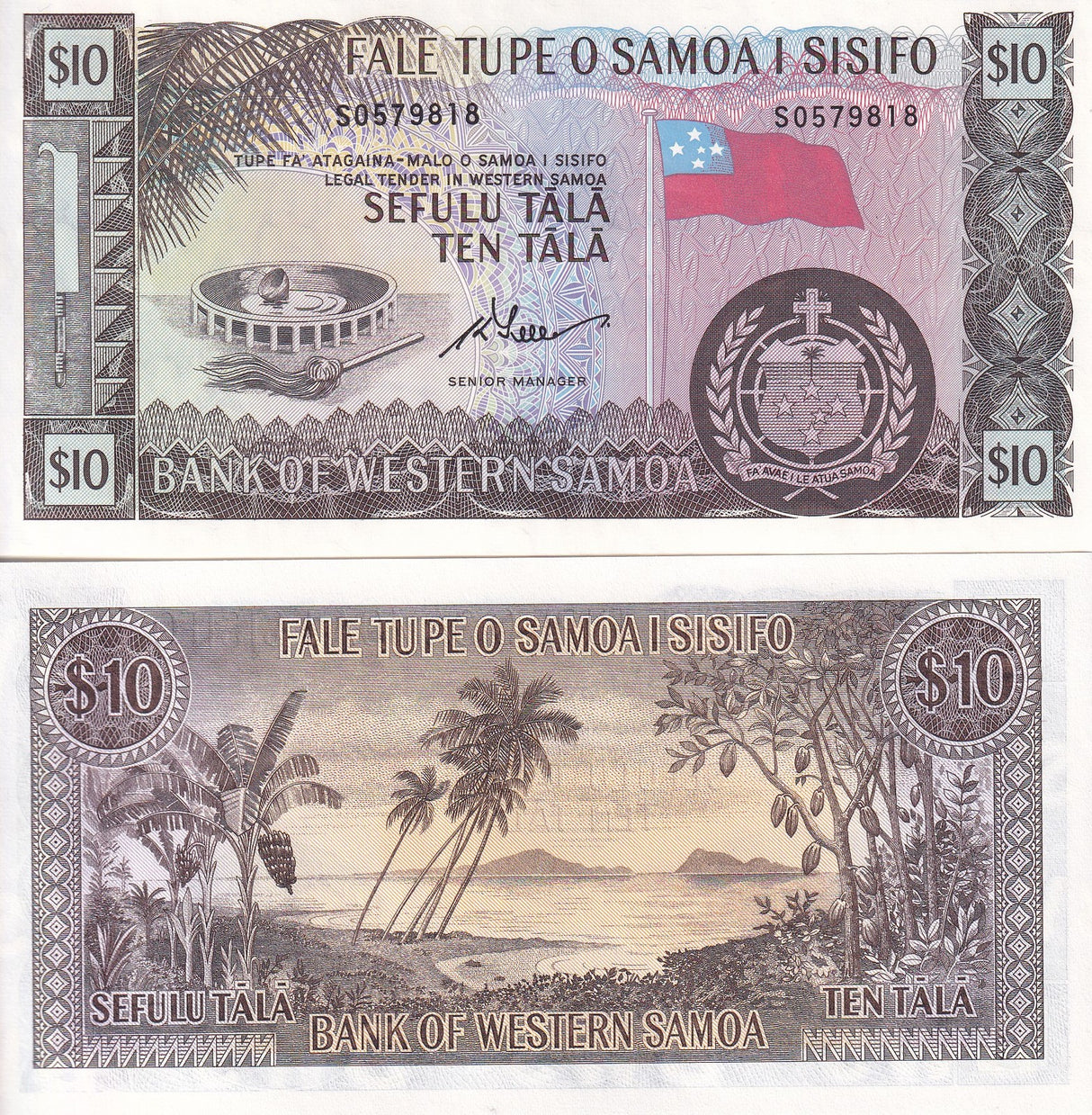 Samoa 10 Tala ND 1967 P 18 DRP Reprint P 18 UNC