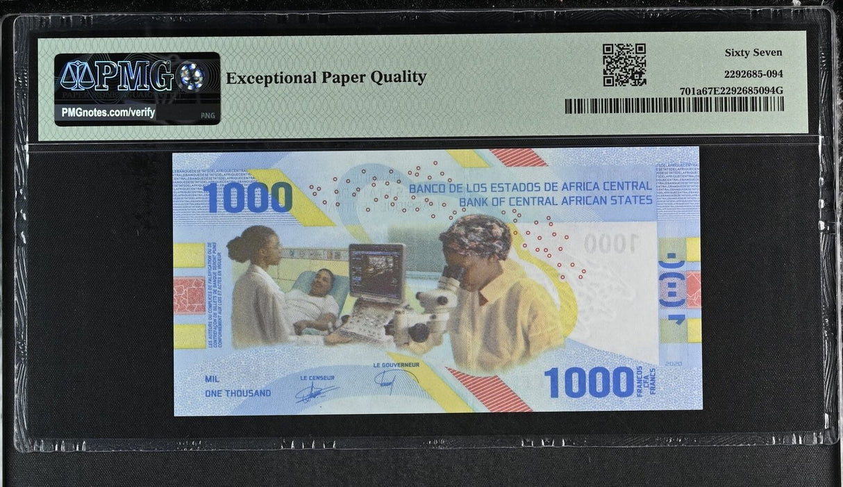 Central African Set 5; 500-10000 francs 2022 P 700-704 Superb Gem UNC PMG 67 EPQ