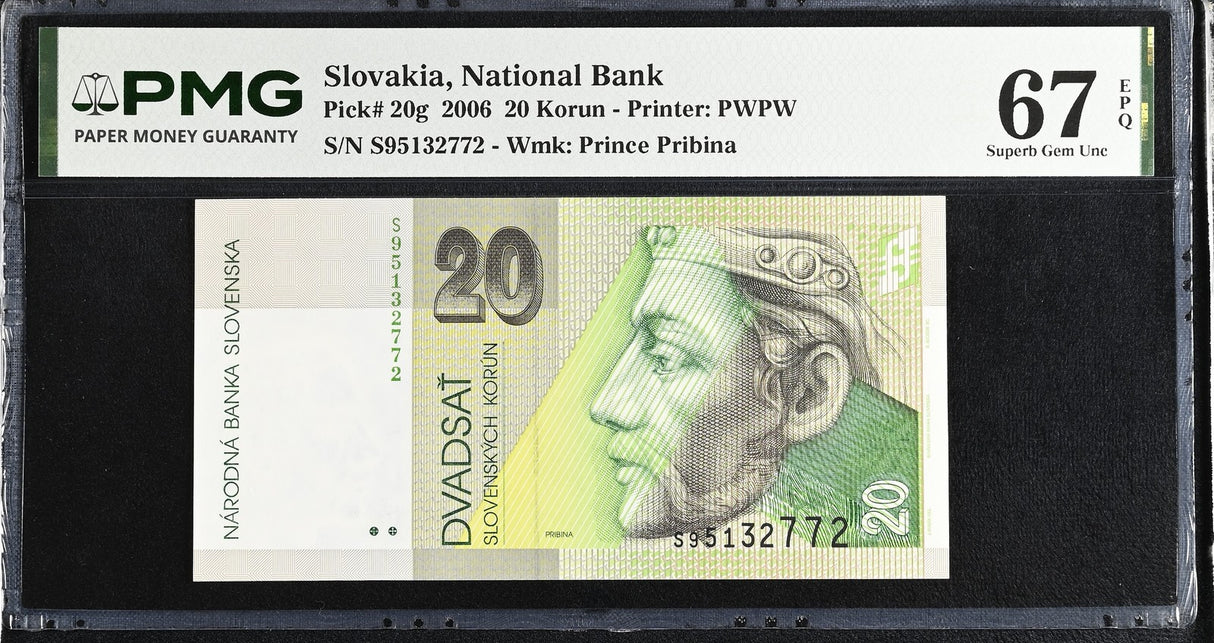 Slovakia 20 Korun 2006 P 20 g Superb Gem UNC PMG 67 EPQ