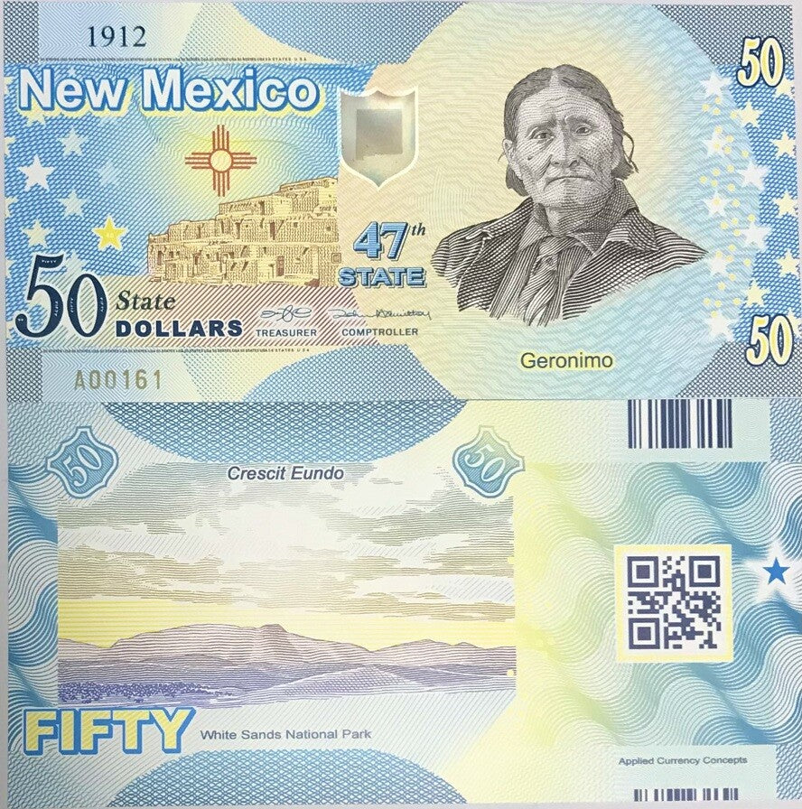 USA United State 50 Dollars 2022 POLYMER 47th New Mexico Geronimo white