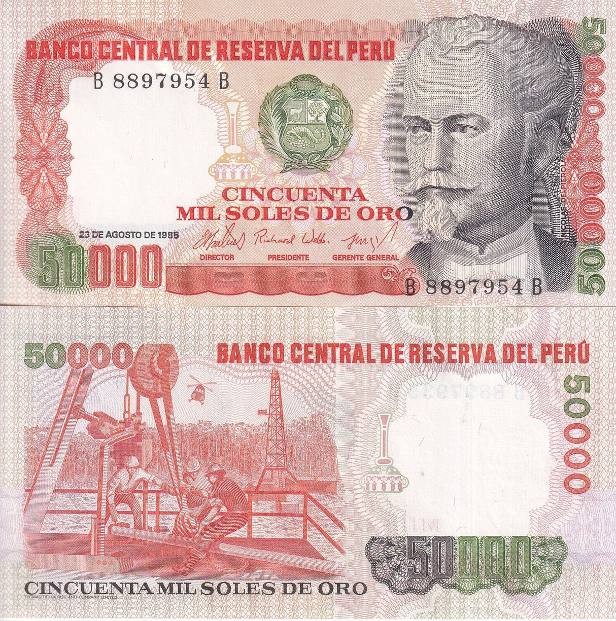 Peru 50000 Soles 1985 P 125B UNC