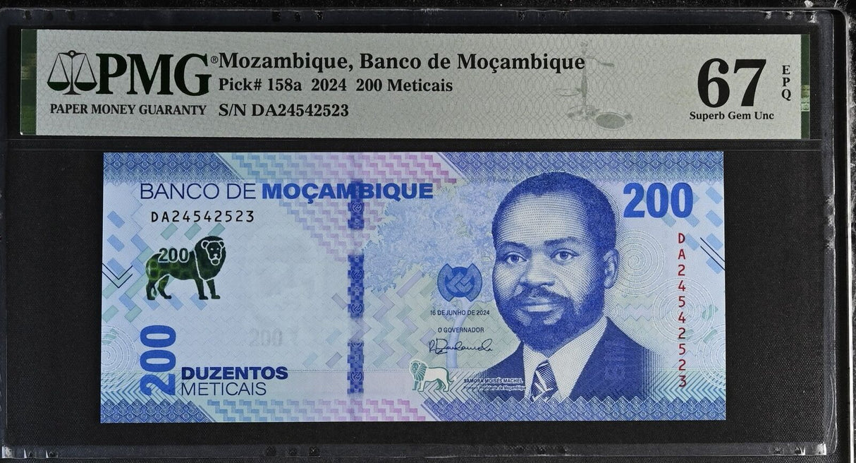 Mozambique 200 Meticais 2024 P 158 a Superb Gem UNC PMG 67 EPQ