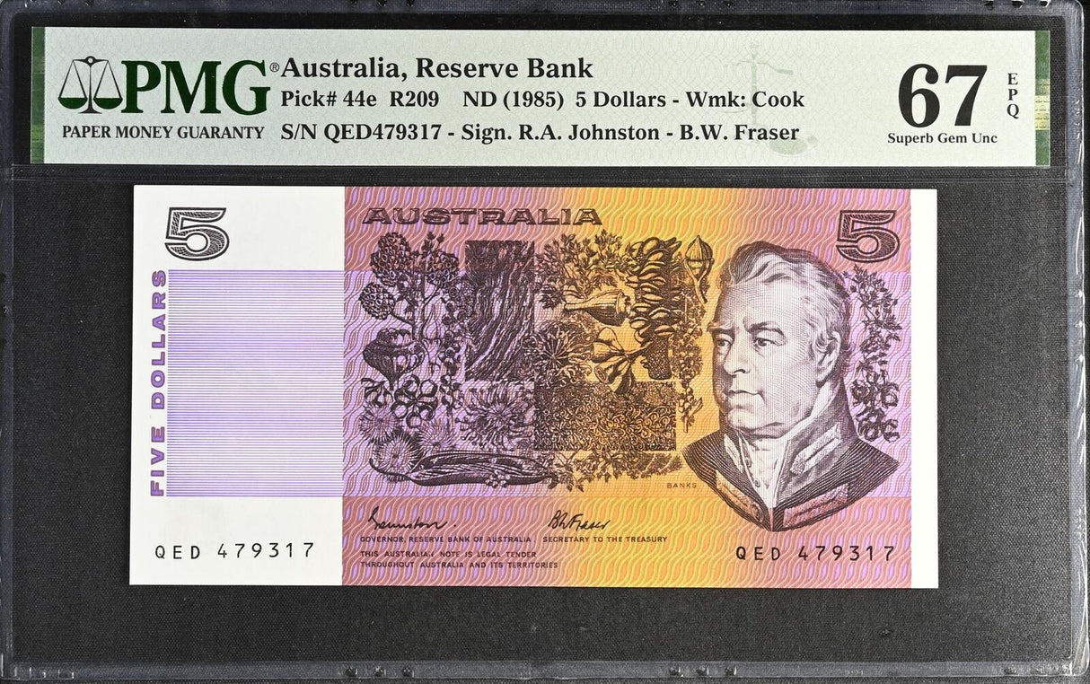 Australia 5 Dollars ND 1985 P 44 e Superb Gem UNC PMG 67 EPQ