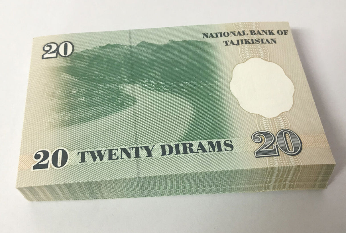 Tajikistan 20 Diram 1999 P 12 UNC LOT 100 PCS 1 BUNDLE