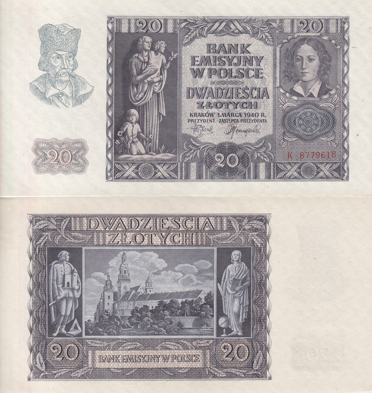 Poland 20 Zlotych 1940 P 95 UNC