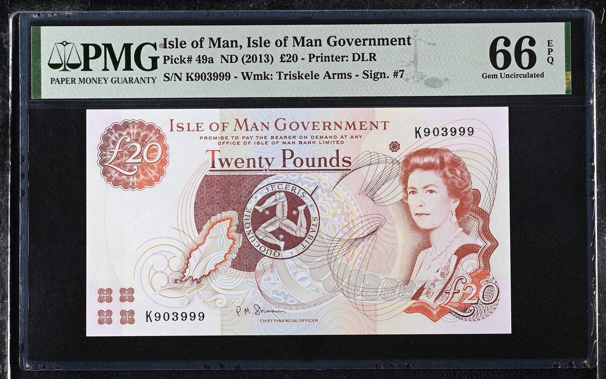Isle of Man 20 Pounds ND 2013 P 49 a Nice 903999 Gem UNC PMG 66 EPQ