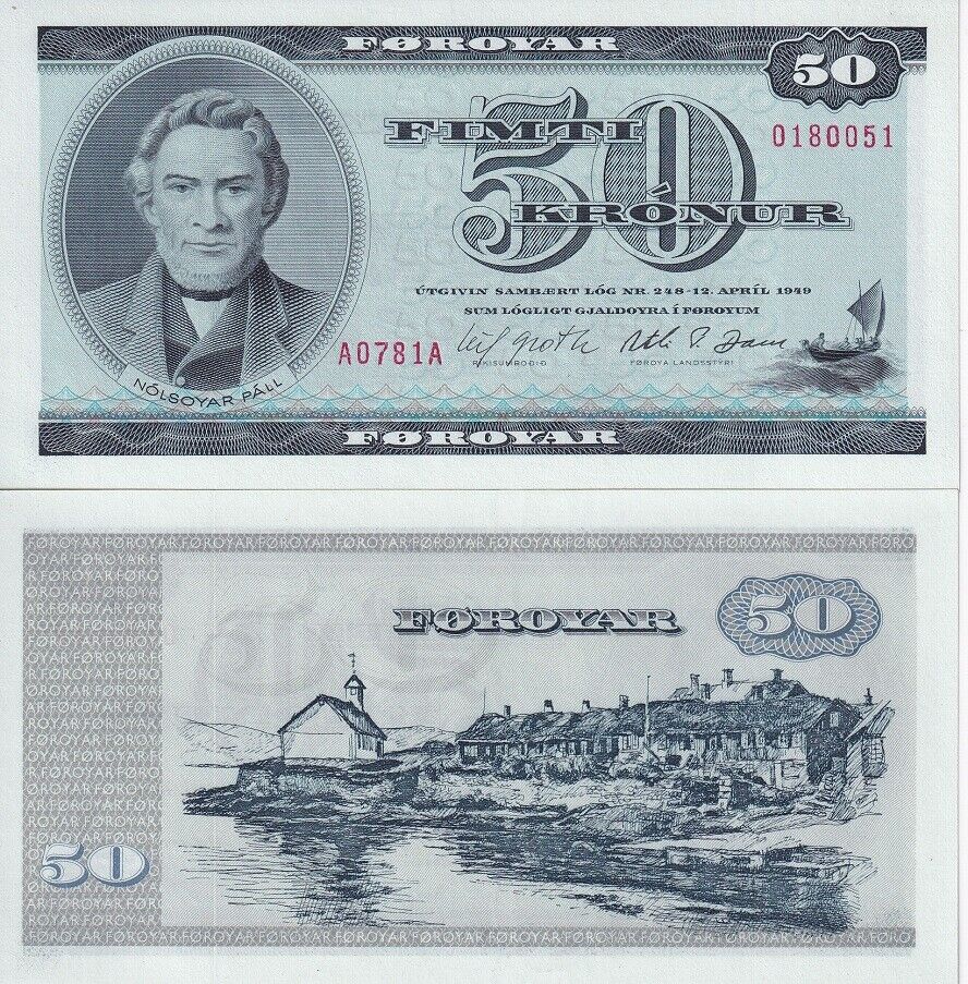 Faeroe Islands 50 Kronur 1978 P 20 UNC