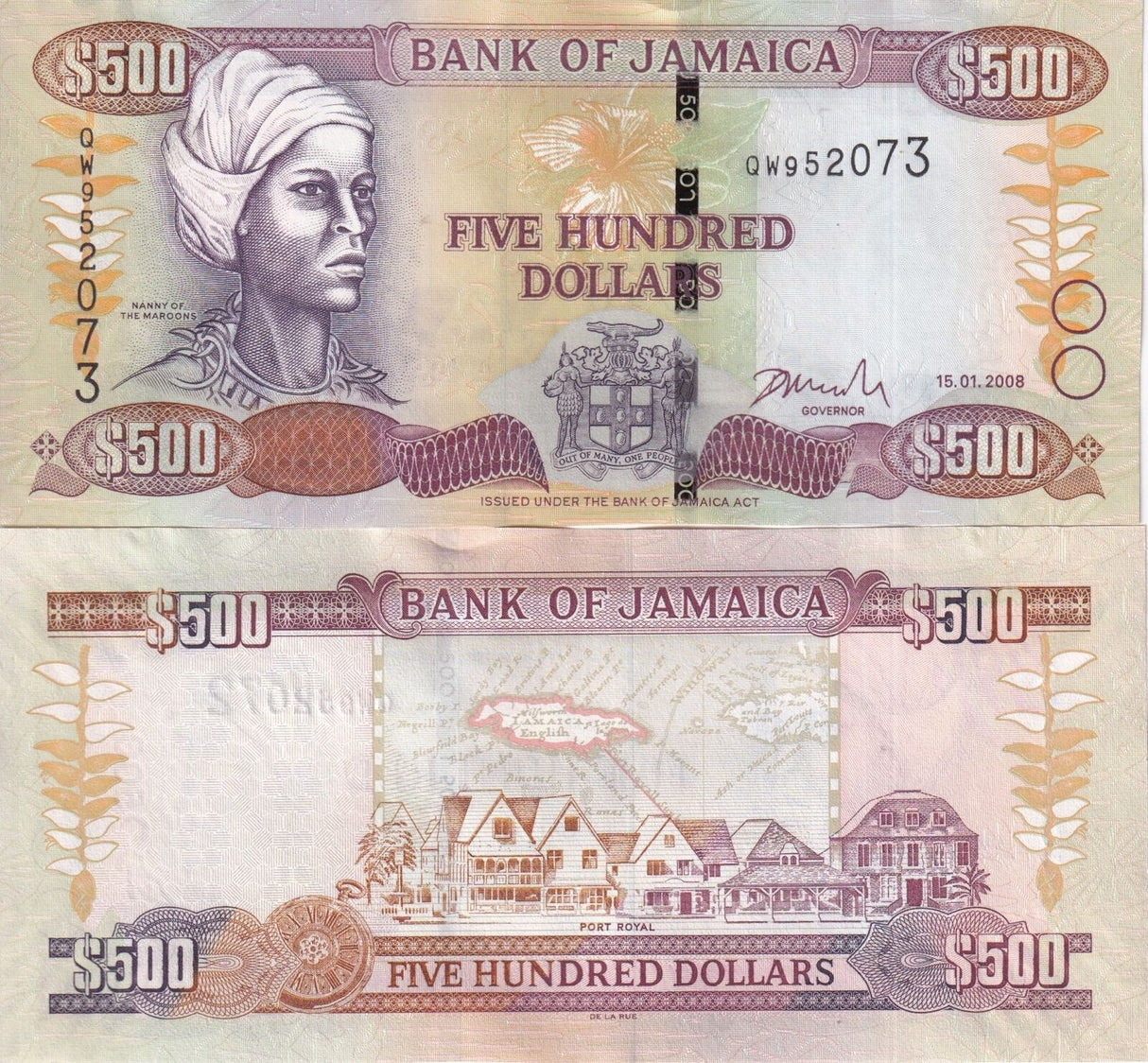 Jamaica 500 Dollars 2008 P 85 UNC