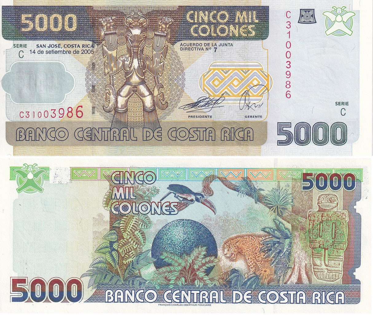 Costa Rica 5000 Colones 2005 P 268Ab UNC