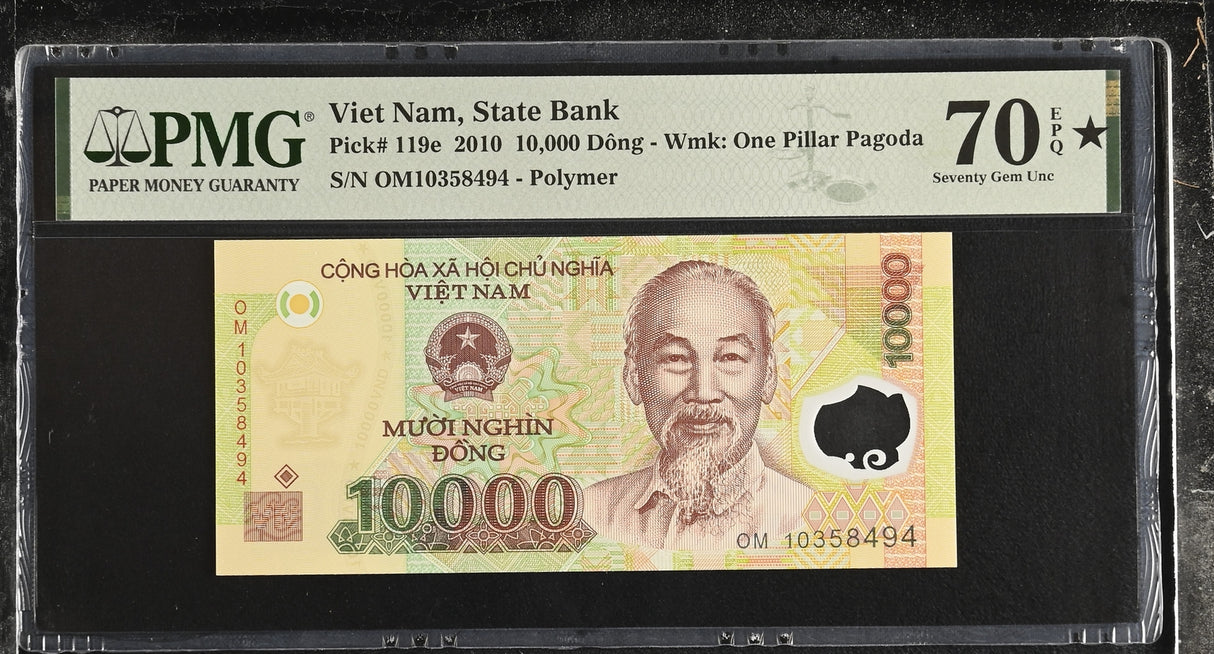 Vietnam 10000 Dong 2010 Polymer P 119 e Superb Gem UNC PMG 70 EPQ Extra Star TOP