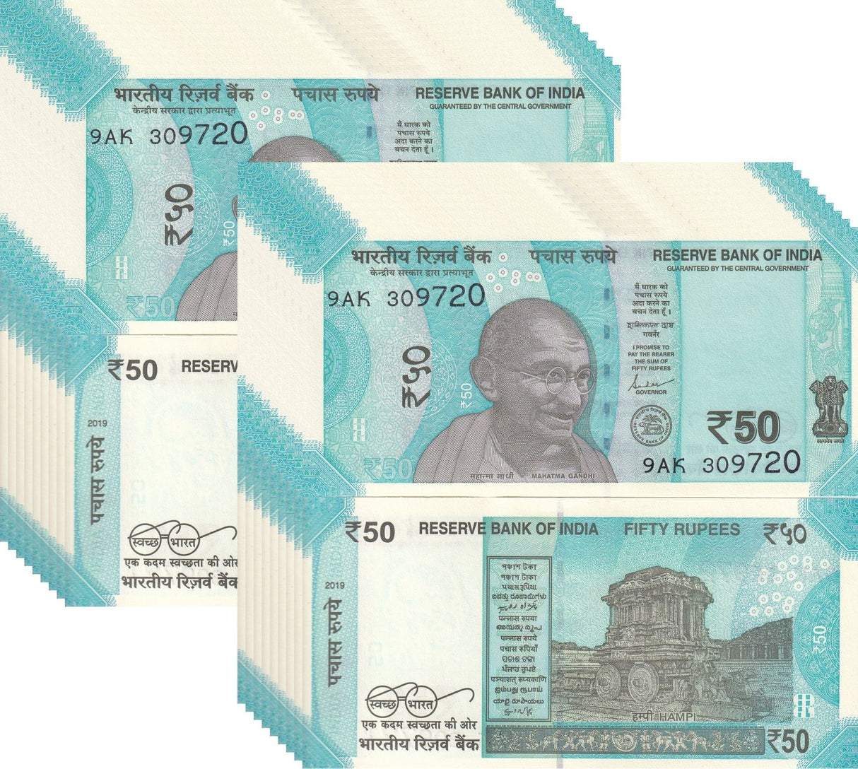 India 50 Rupees 2019 P 111 UNC LOT 20 PCS