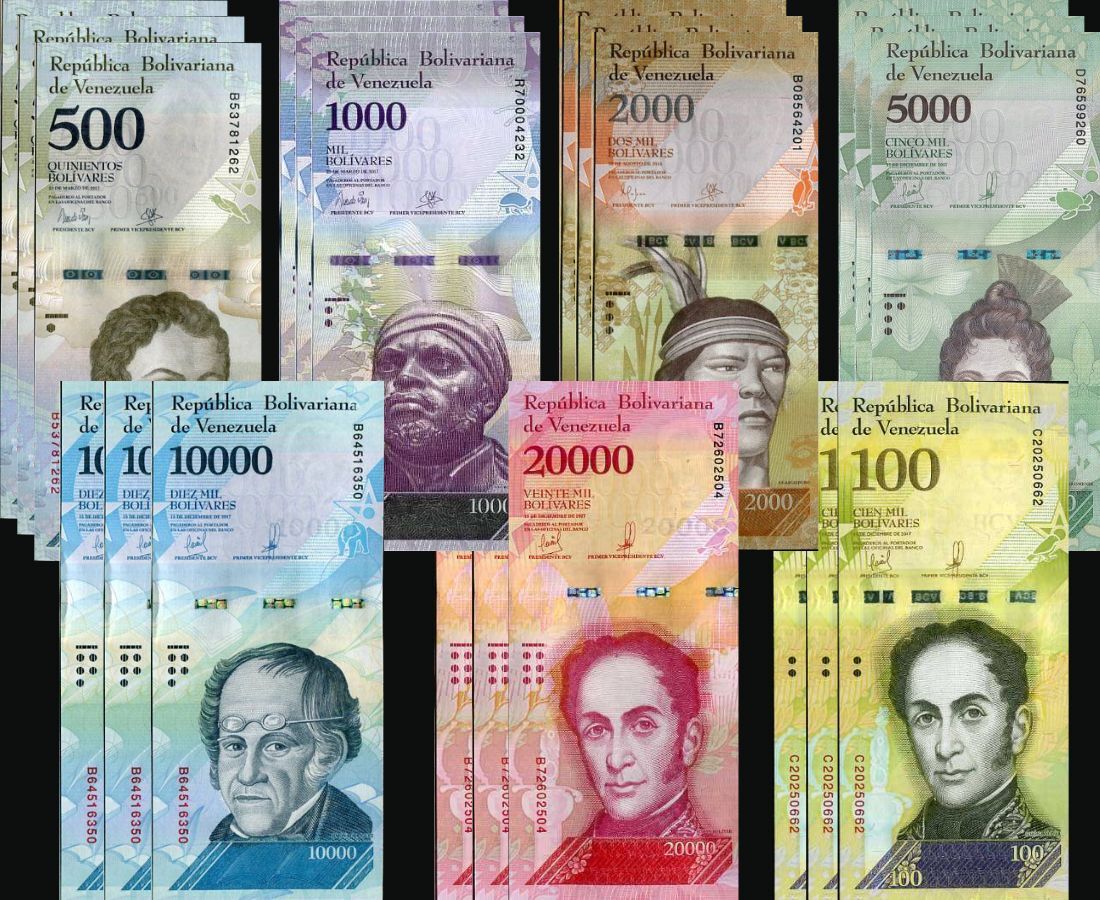 Venezuela Set 7 x LOT 3 =21 UNC 500 1000 2000-100000 Bolivares 2017 P 94 - 100