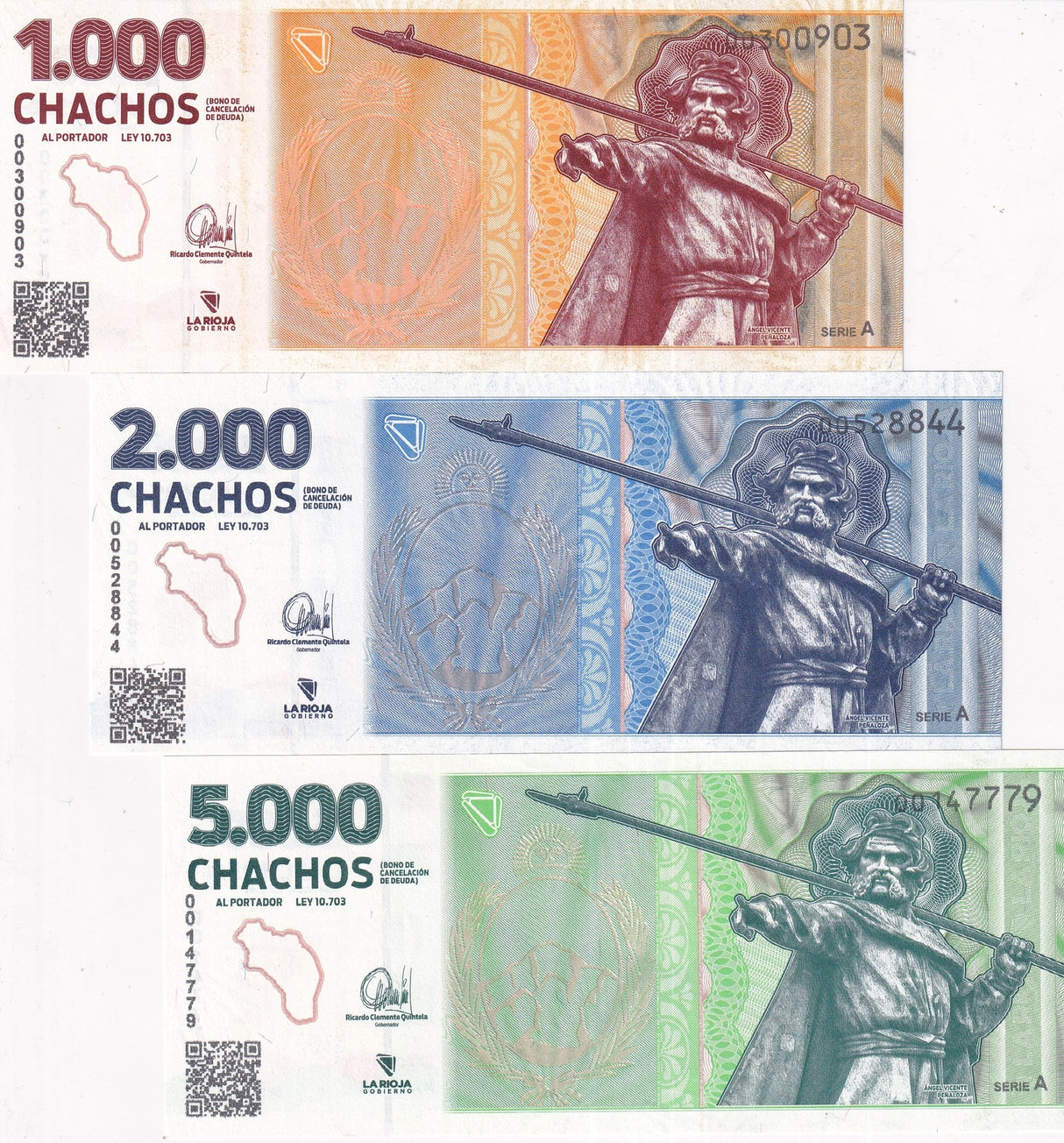 Argentina Set 3 PCS 1000 2000 5000 Chachos 2024 La Rioja Province UNC