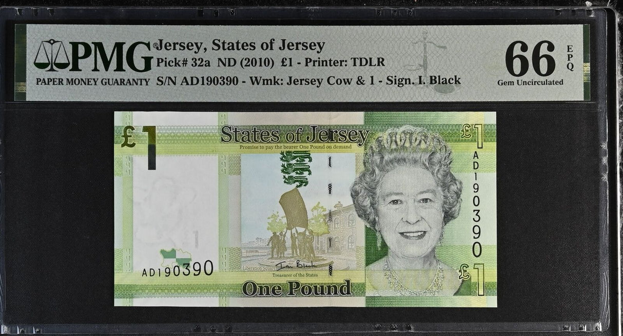Jersey 1 Pound ND 2010 P 32 a Gem UNC PMG 66 EPQ
