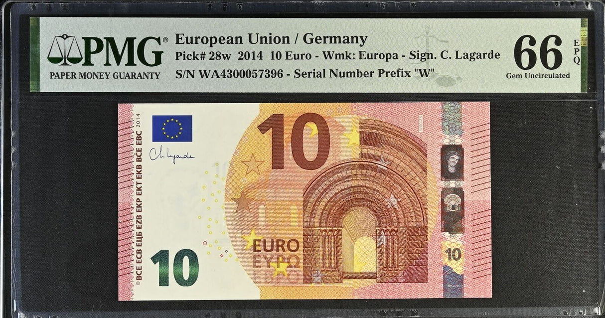 Euro 10 Euro Germany 2014 P 28 W Gem UNC PMG 66 EPQ