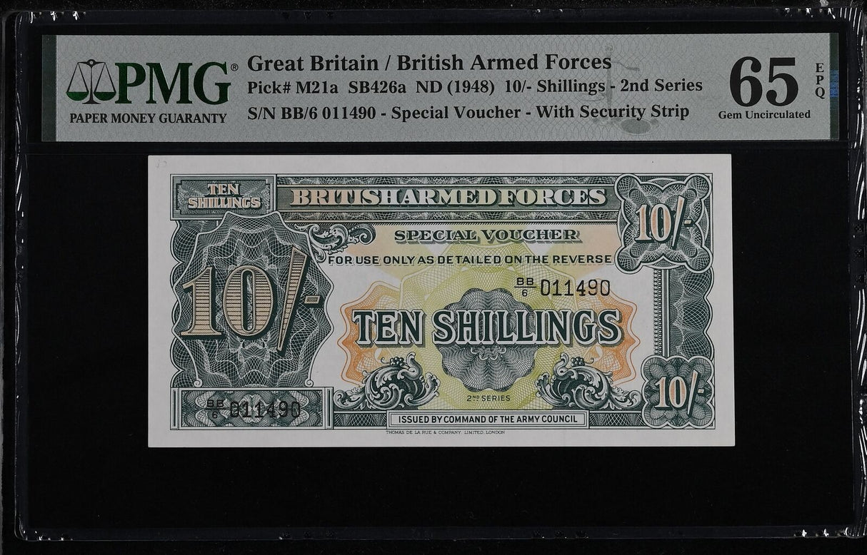 Great Britain 10 Shillings ND 1948 P M21 a Gem UNC PMG 65 EPQ TOP POP
