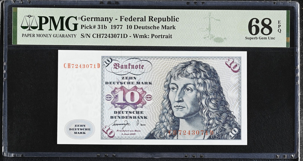 Germany Federal Republic 10 Deutsche Mark 1977 P 31 b Superb Gem UNC PMG 68 EPQ