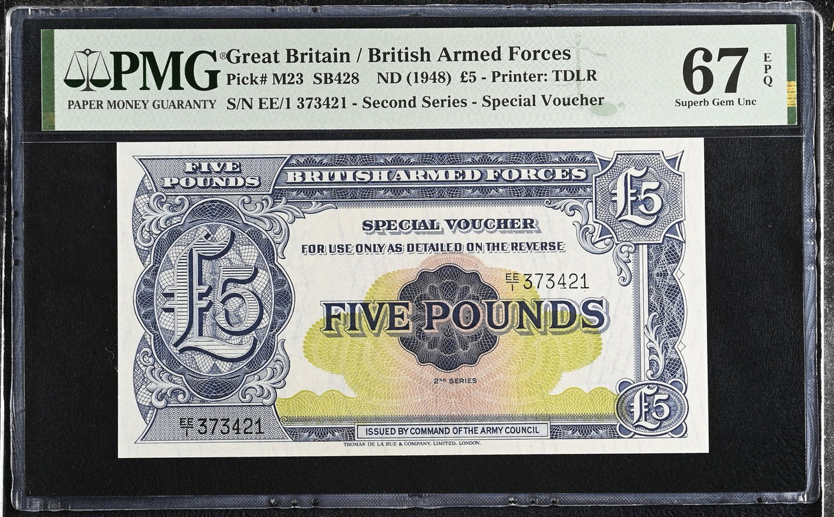 Great Britain 5 Pound ND 1948 P M23 Superb Gem UNC PMG 67 EPQ