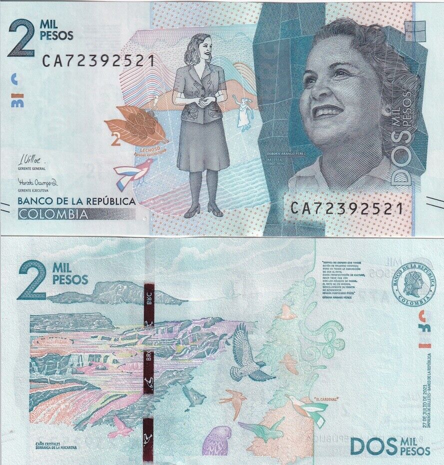 Colombia 2000 Pesos 2021 New Sign P 458 g UNC