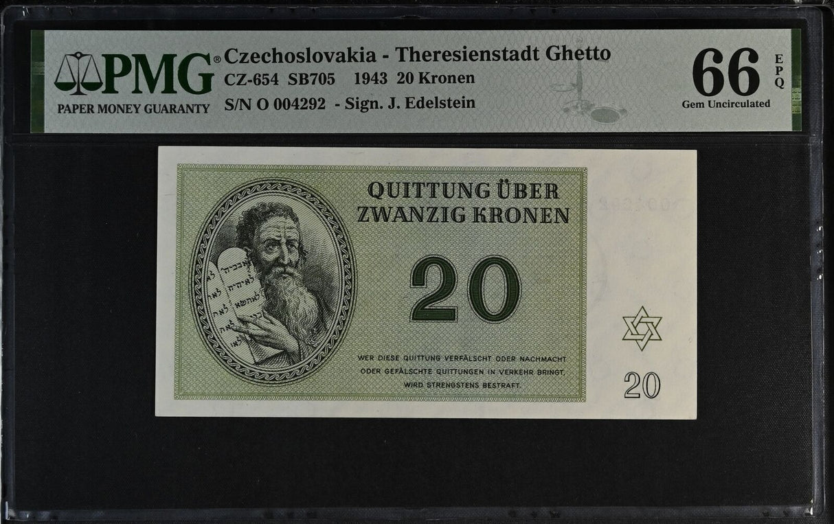 Czechoslovakia 20 Kronen 1943 P CZ-654 Gem UNC PMG 66 EPQ