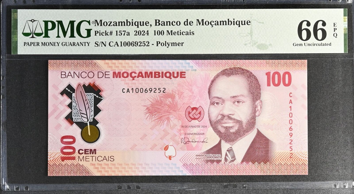 Mozambique 100 Meticais 2024 Polymer P 157 a Gem UNC PMG 66 EPQ