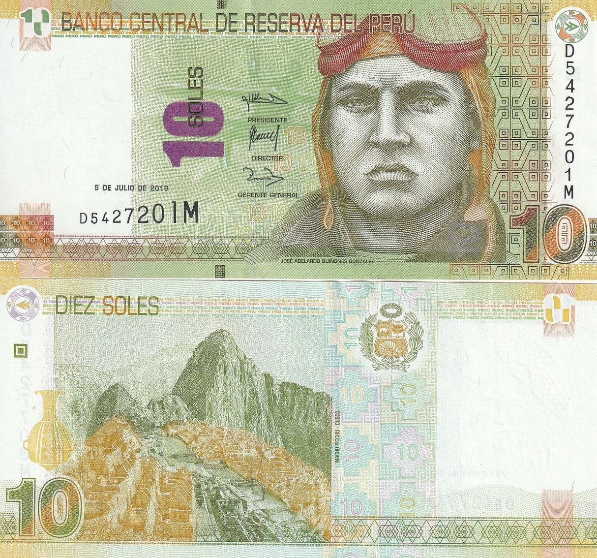 Peru 10 Nuevos Soles 2018 P 192 b UNC