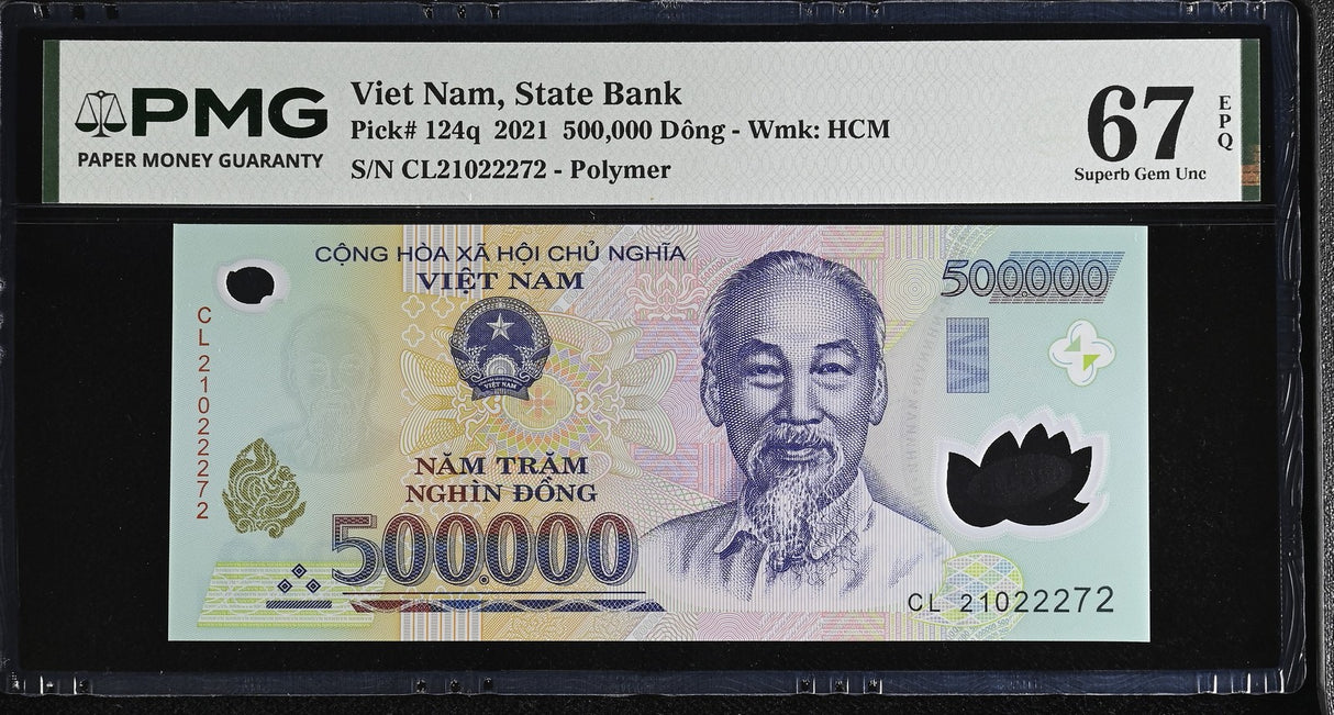Vietnam 500000 Dong 2021 P 124 q Superb Gem UNC PMG 67 EPQ