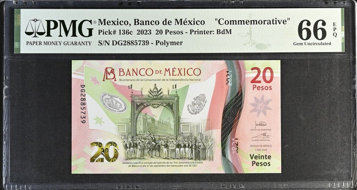 Mexico 20 Pesos 2023 P 136 c Commemorative Gem UNC PMG 66 EPQ