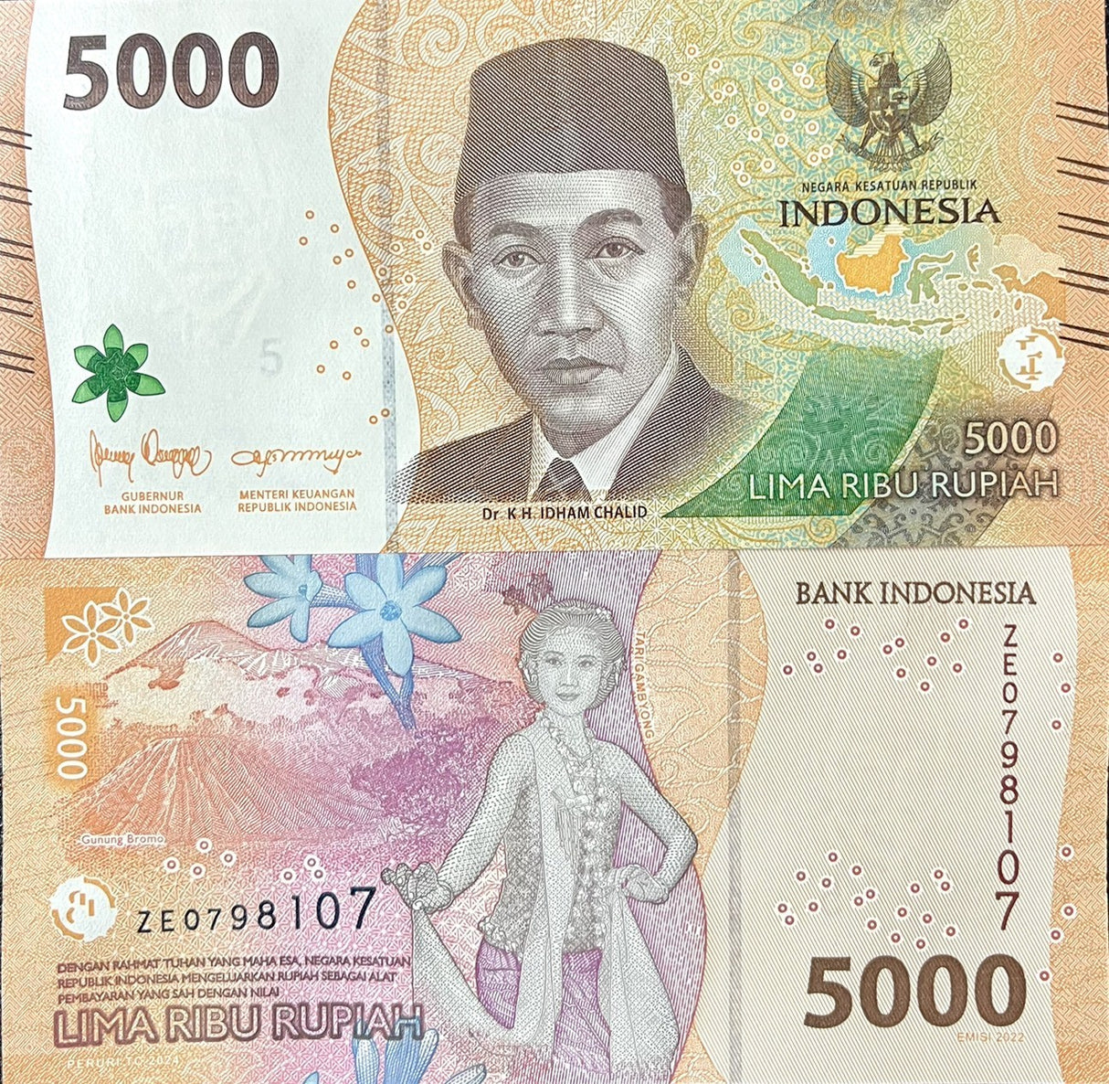 Indonesia 5000 Rupiah 2022 / 2024 P 164 UNC