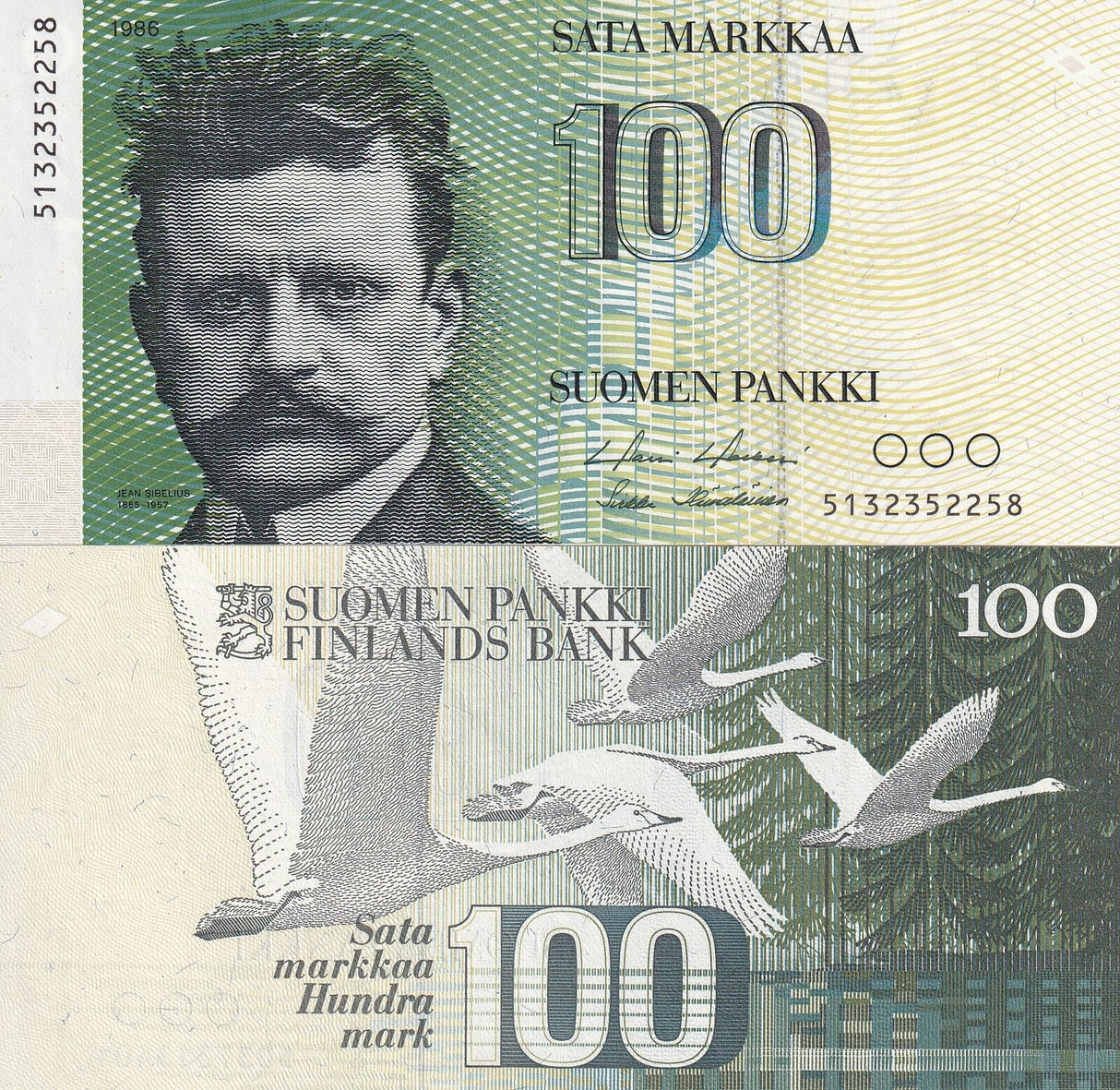 Finland 100 Markkaa 1986 Sign Holkeri Hamalainen P 115 UNC