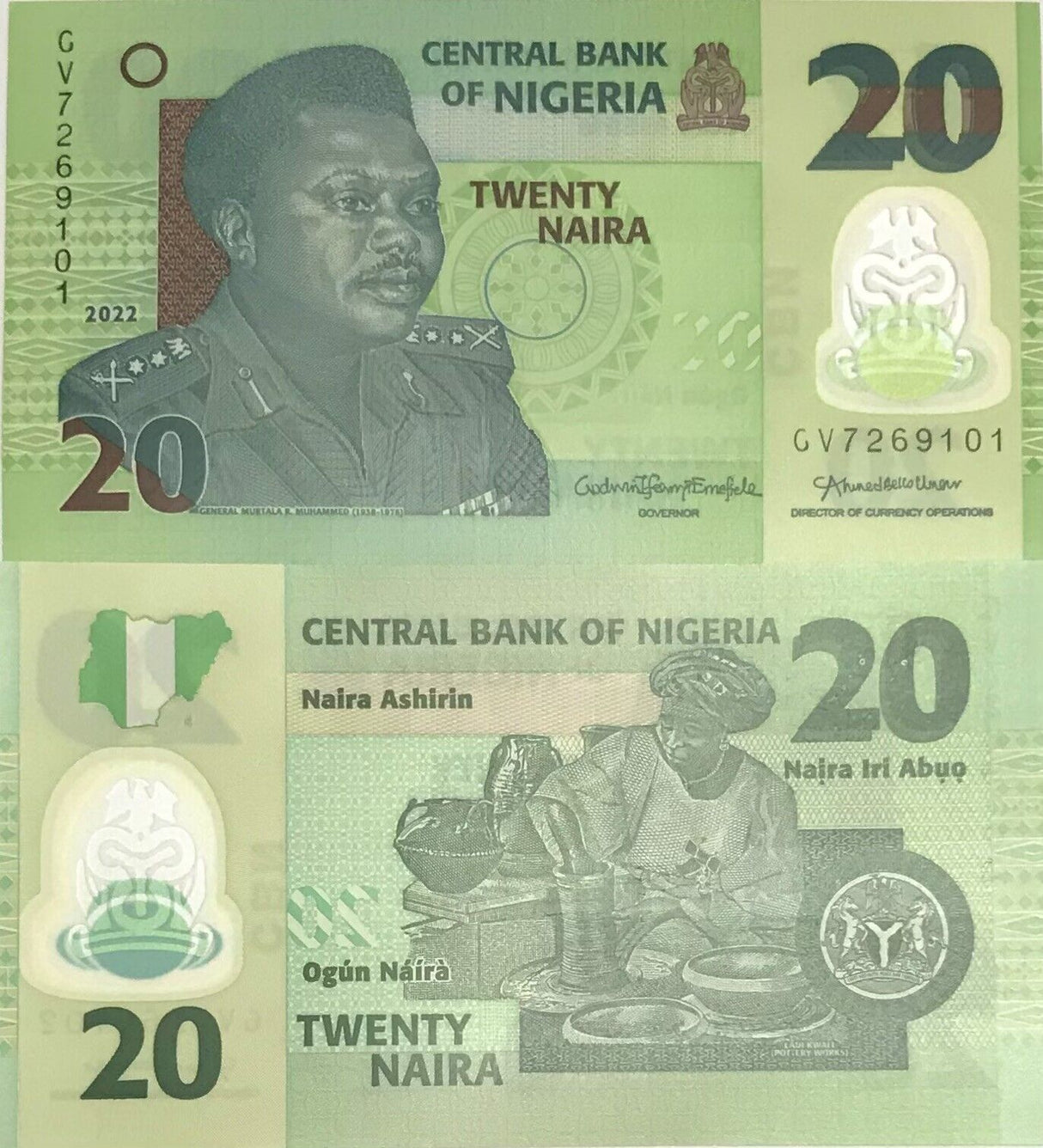 Nigeria 20 Naira Mixed Year P 34 Polymer UNC