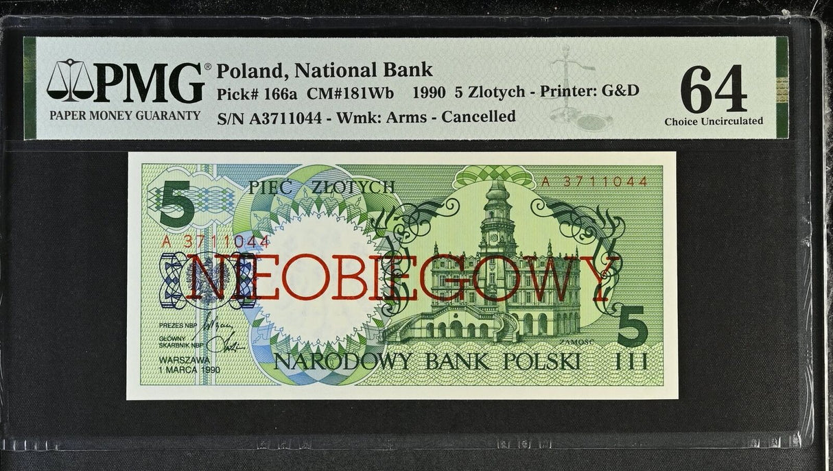 Poland 5 Zlotych 1990 P 166 a Cancelled Choice UNC PMG 64