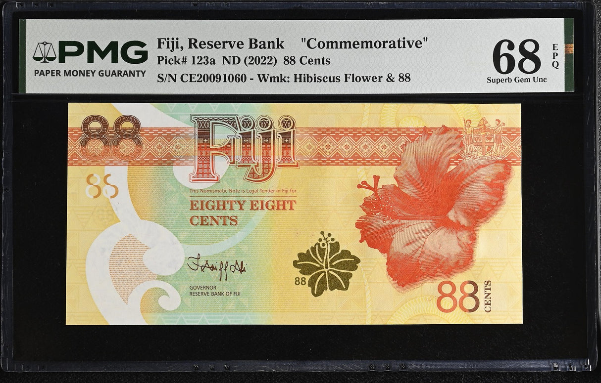 Fiji 88 Cents ND 2022 P 123 a Commemorative Superb Gem UNC PMG 68 EPQ