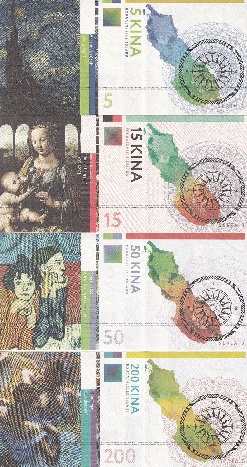 Bougainvillea Set 4 5 15 50 200 Kina 2016 Artists 2nd Edition Van Gogh Fantasy