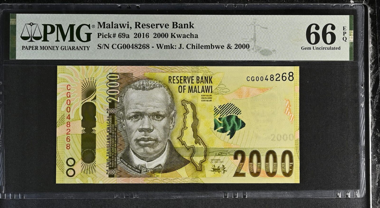 Malawi 2000 Kwacha 2016 P 69 a Gem UNC PMG 66 EPQ